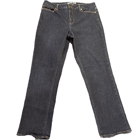 Lands' End Denim - Lands End Mid Rise Straight Jeans Womens Size 14 Blue Stretch Denim Pockets